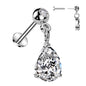 Surgical Steel Threadless CZ Stud with Pear CZ Dangle Top Labret Combo (CLEARANCE)