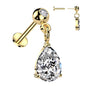 Surgical Steel Threadless CZ Stud with Pear CZ Dangle Top Labret Combo (CLEARANCE)