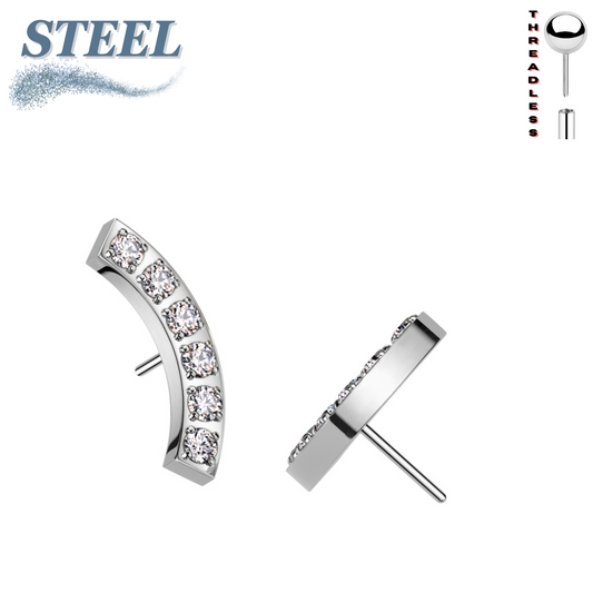 Surgical Steel Threadless CNC Set Curved Top Only