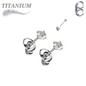 Titanium Earrings Round Prong Set CZ (Titanium Backs)