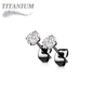Titanium Earrings Round Prong Set CZ (Titanium Backs)