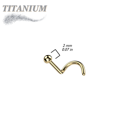 Titanium Nostril Corkscrew with 2mm Round Dome