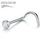 Titanium Nostril Screws 7mm Length w/ 2mm Flat Bezel Crystal Top