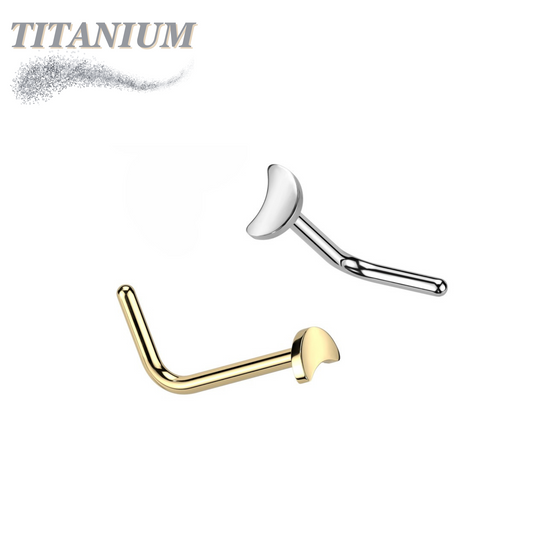 Titanium Nostril L Bend with 3mm Flat Moon