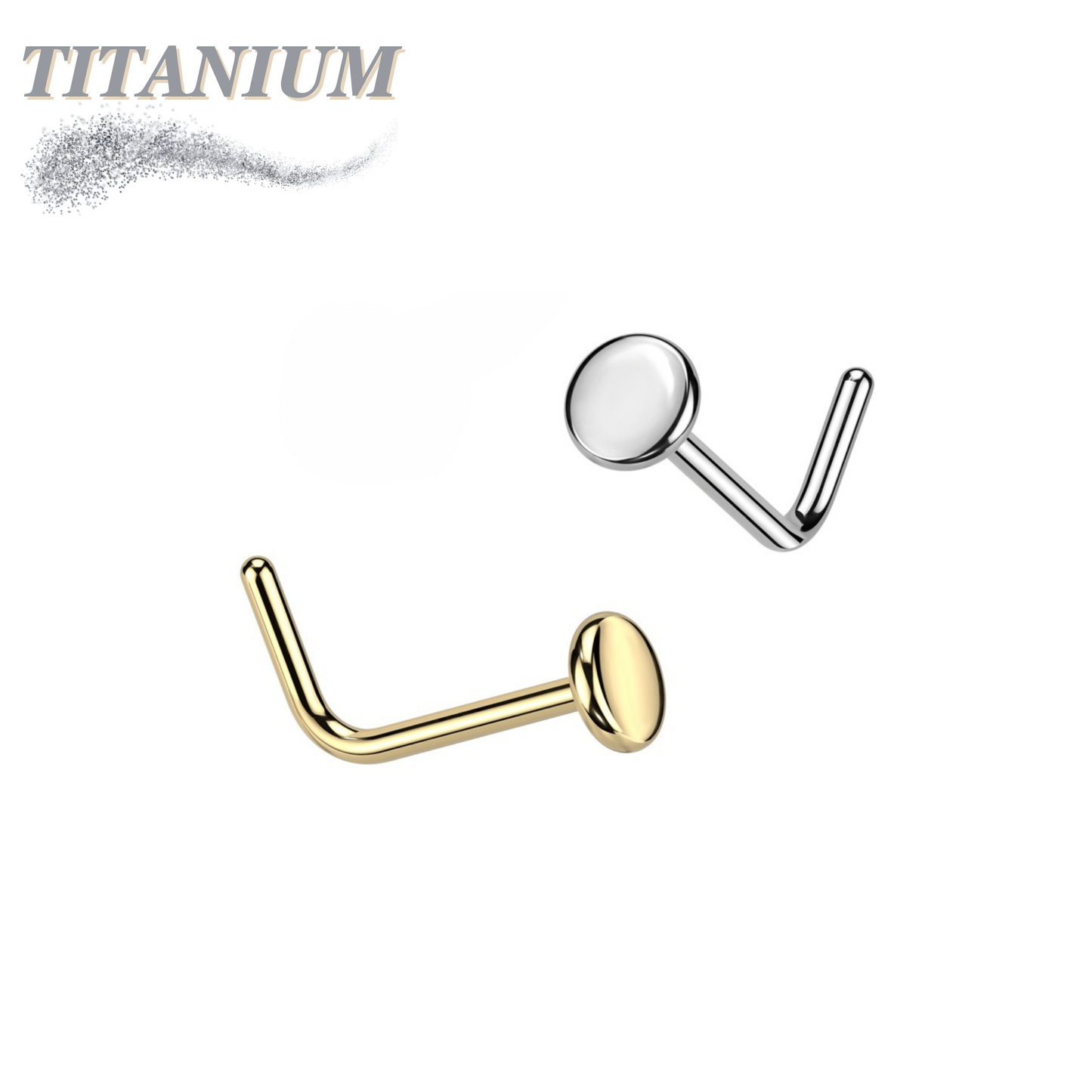 Titanium Nostril L Bend with 2mm Flat Disc Top