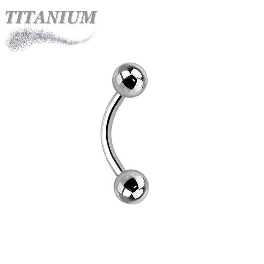 Titanium Curved Barbell Plain Ball External Thread