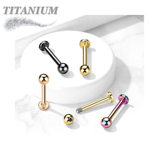 Titanium Colored Labrets with External Thread Plain Ball