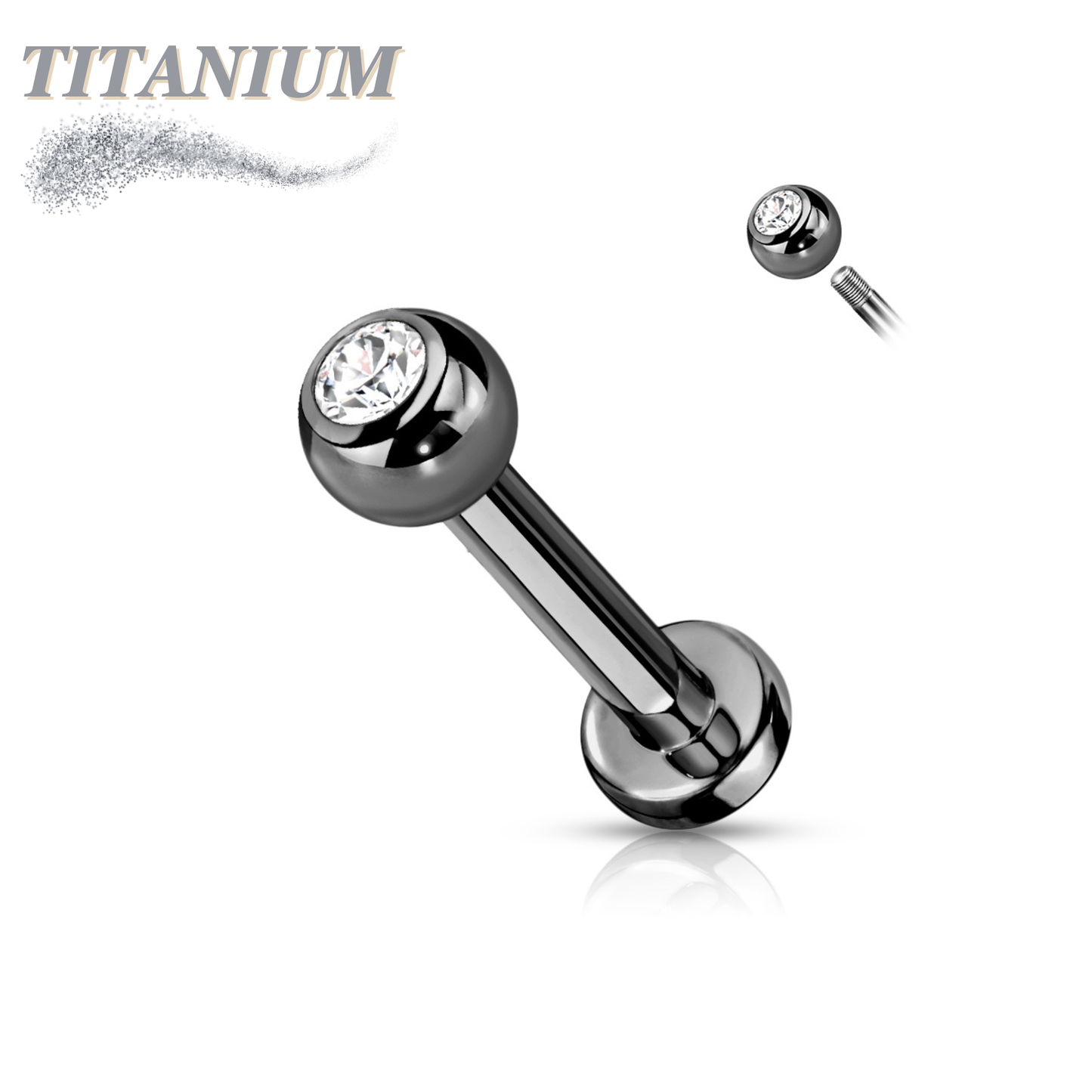 Titanium Labret with Press Fit CZ Ball External Thread