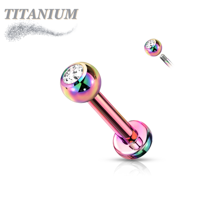 Titanium Labret with Press Fit CZ Ball External Thread