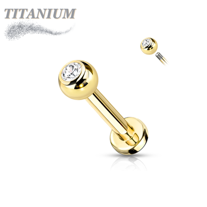 Titanium Labret with Press Fit CZ Ball External Thread