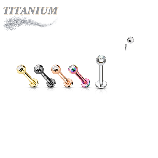 Titanium Labret with Press Fit CZ Ball External Thread
