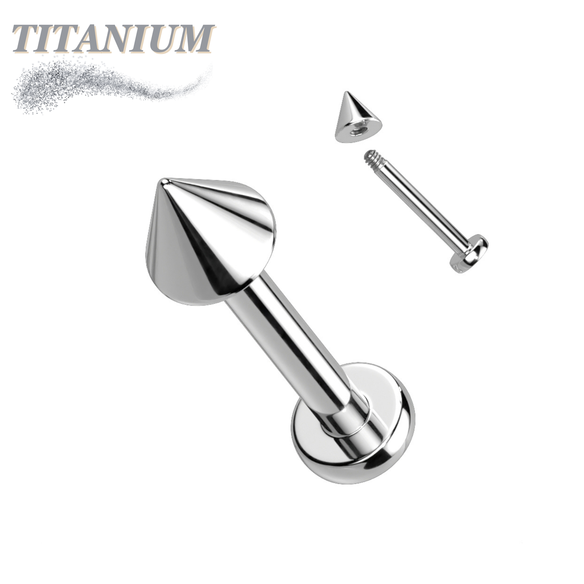 External Threaded Labret Titanium External Thread Labret with Spike – Pierced Affliction