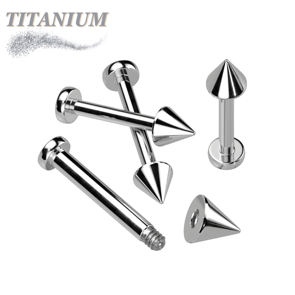 External Threaded Labret Titanium External Thread Labret with Spike – Pierced Affliction