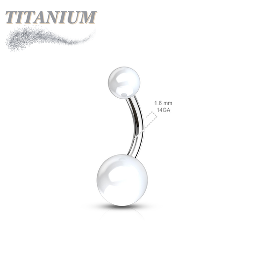 Titanium Belly Banana with Acrylic Solid Colored Balls External Thread