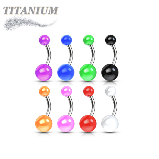 Titanium Belly Banana with Acrylic Solid Colored Balls External Thread