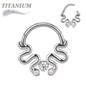 Titanium Hinged Ring w/ Snakes and 3 Gems
