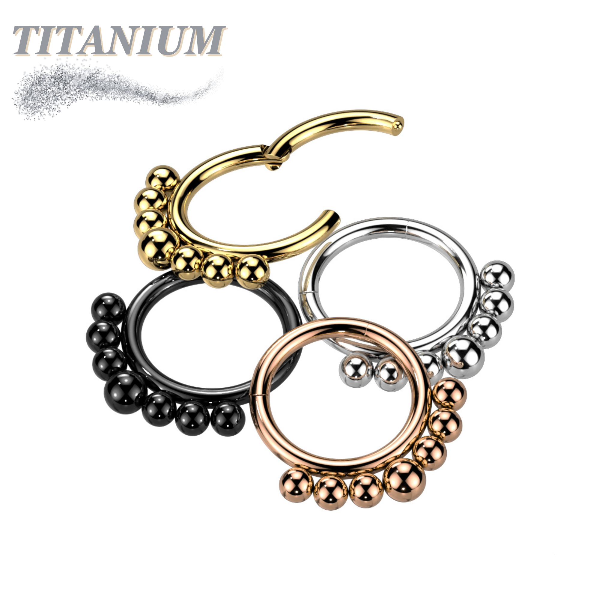 Affliction Rings Titanium Graduated Ball Lined Hinged Ring – Pierced Affliction