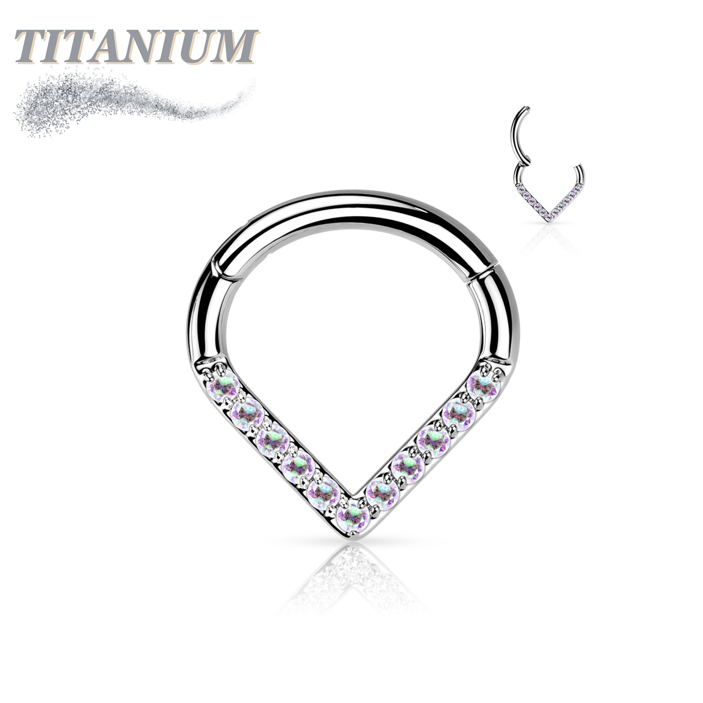Titanium Single Paved CZ Chevron 16G 8mm