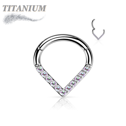 Titanium Single Paved CZ Chevron 16G 8mm