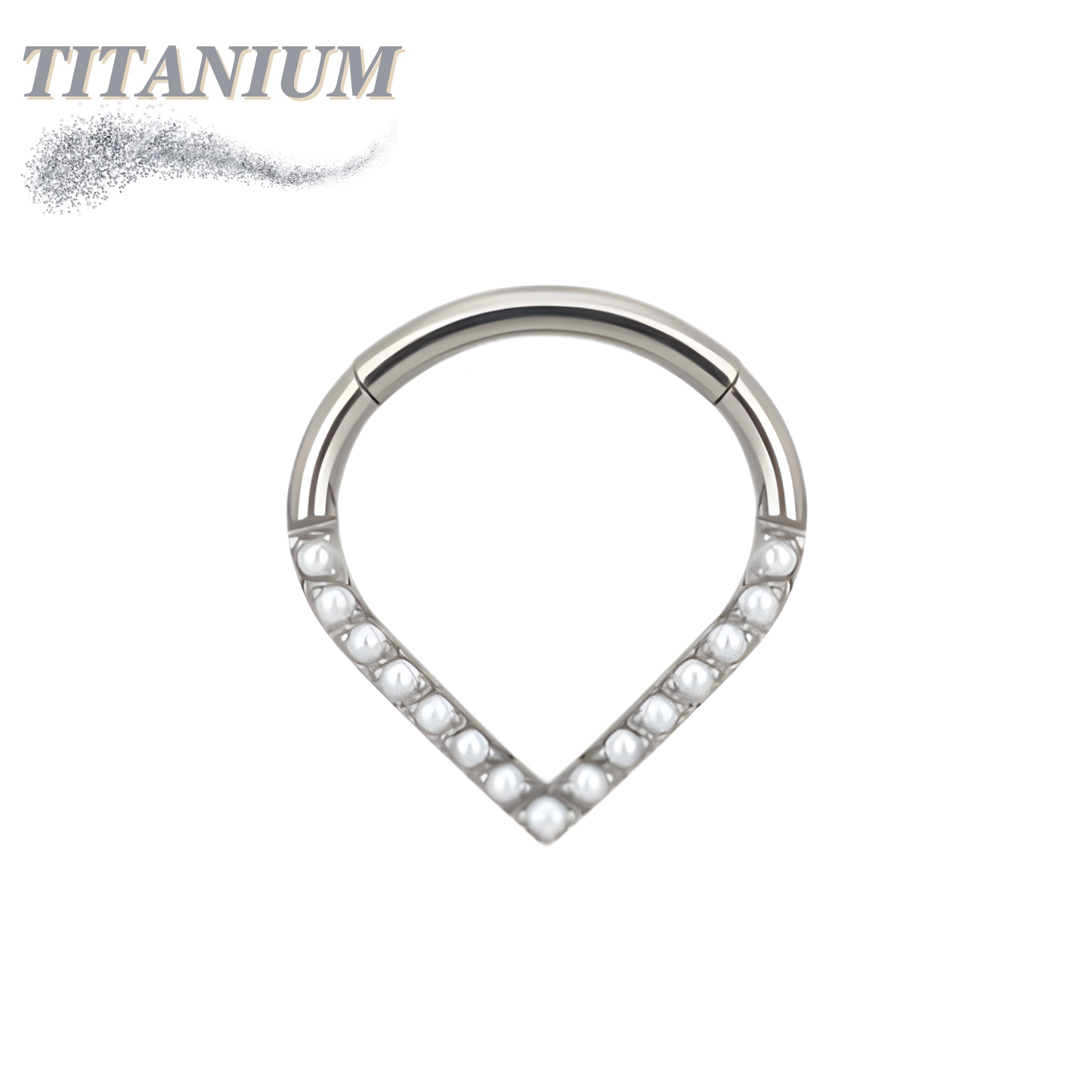 Titanium Single Paved CZ Chevron 16G 8mm