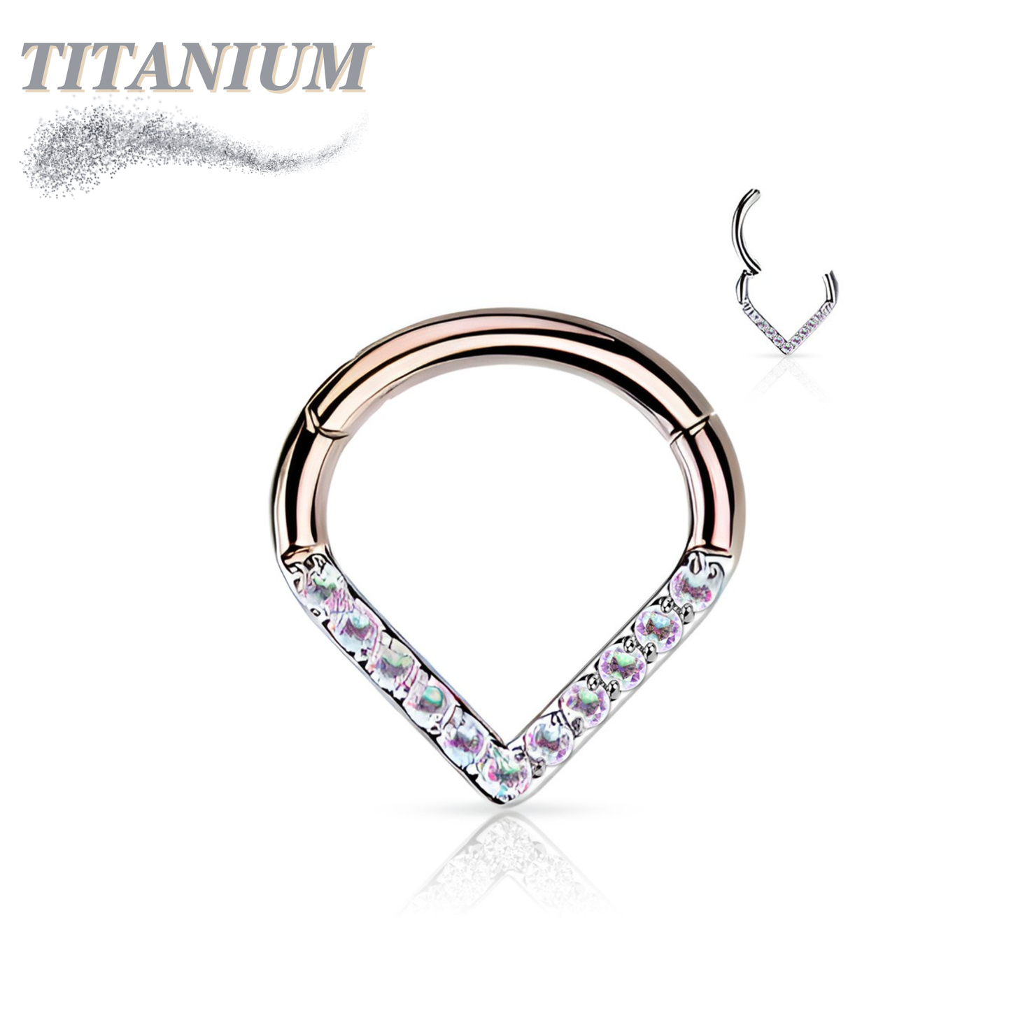 Titanium Single Paved CZ Chevron 16G 8mm