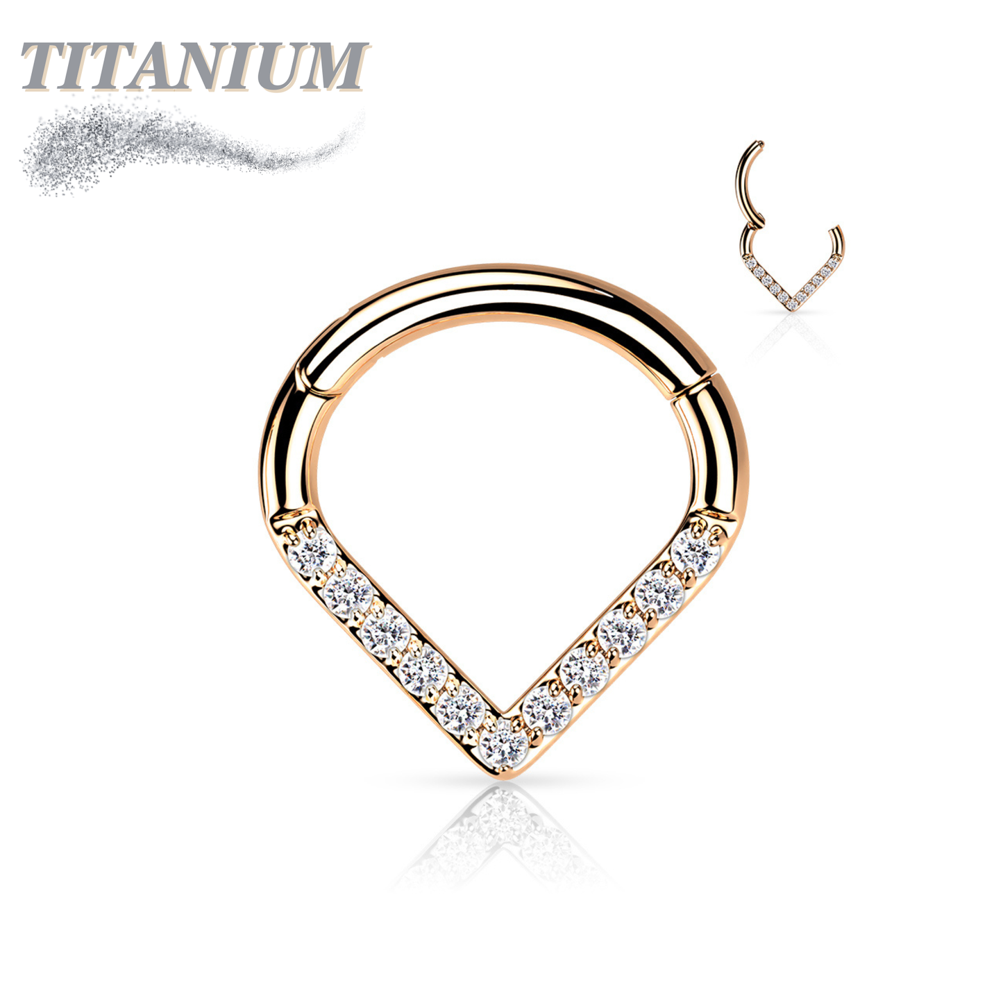 Titanium Single Paved CZ Chevron 16G 8mm