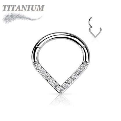 Titanium Single Paved CZ Chevron 16G 8mm