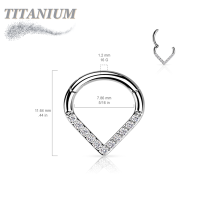 Titanium Single Paved CZ Chevron 16G 8mm