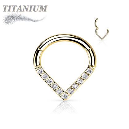 Titanium Single Paved CZ Chevron 16G 8mm