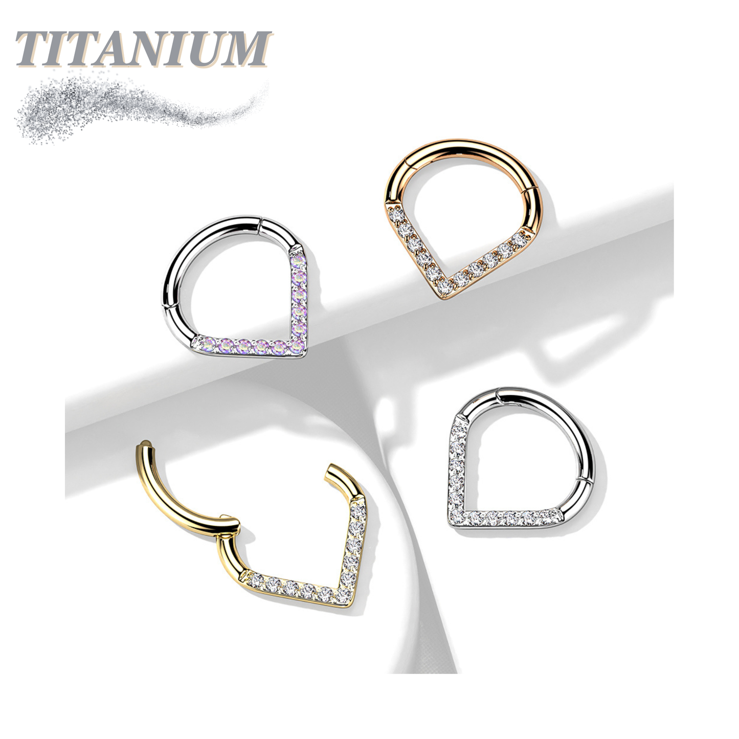 Titanium Single Paved CZ Chevron 16G 8mm