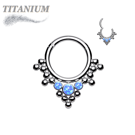Titanium Clicker Tribal Opal Bead Setting