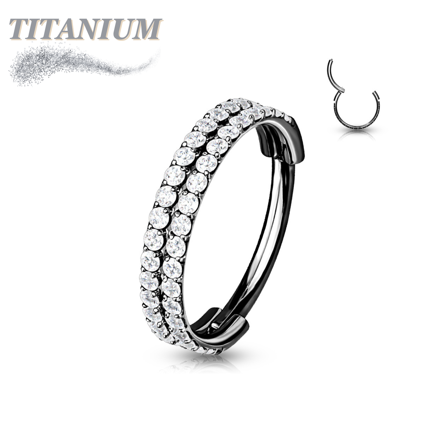 Titanium Hinged CZ Outer Face Double Row