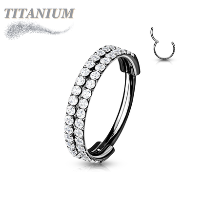 Titanium Hinged CZ Outer Face Double Row