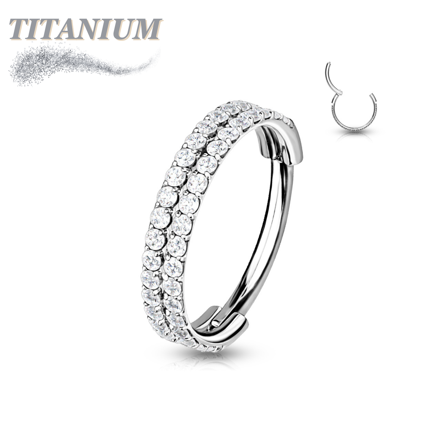 Titanium Hinged CZ Outer Face Double Row