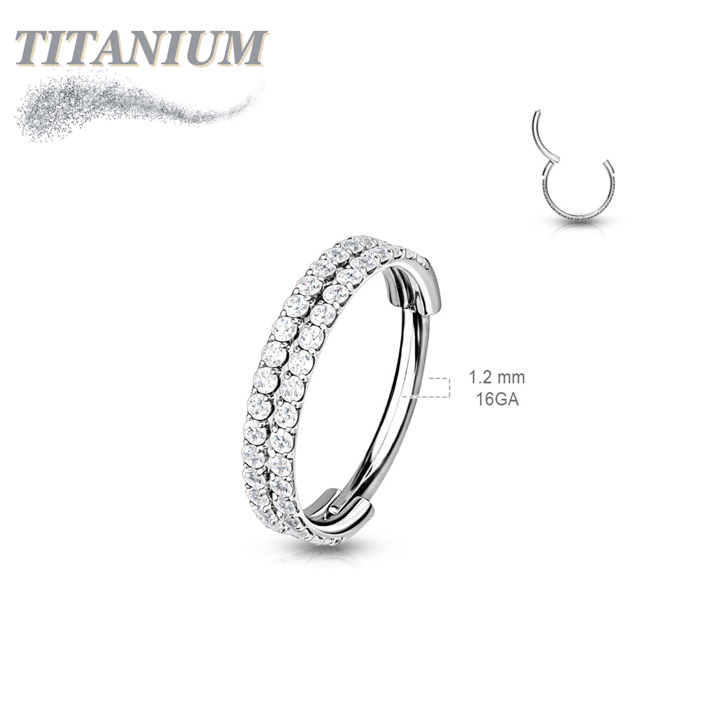 Titanium Hinged CZ Outer Face Double Row