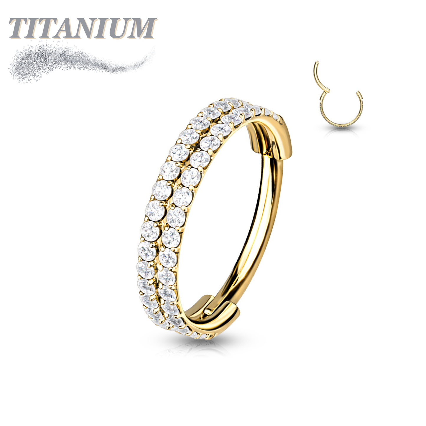 Titanium Hinged CZ Outer Face Double Row