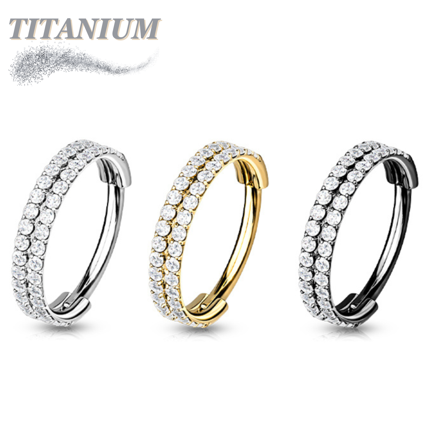 Titanium Hinged CZ Outer Face Double Row