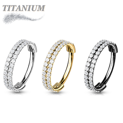 Titanium Hinged CZ Outer Face Double Row