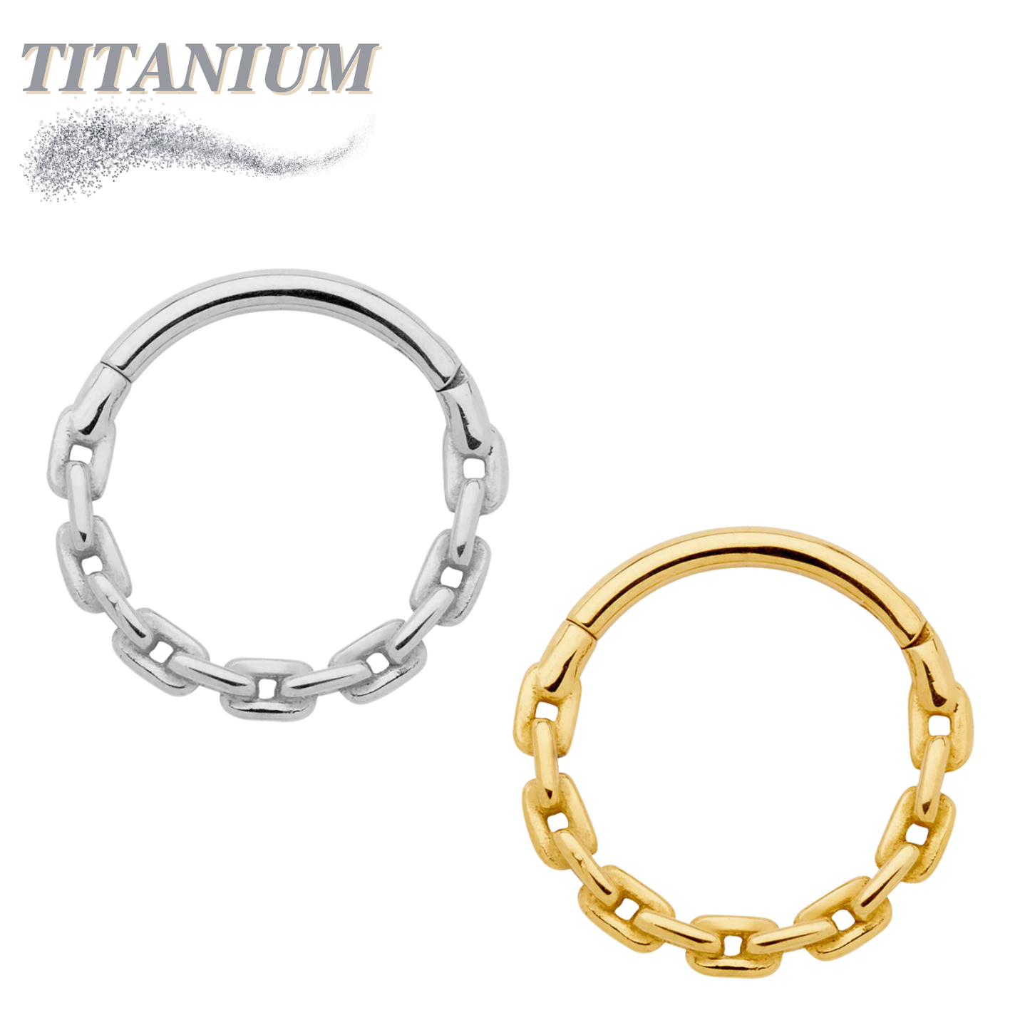 Titanium Hinged Ring w/ Chain Link Bottom