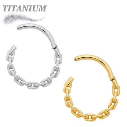 Titanium Hinged Ring w/ Chain Link Bottom