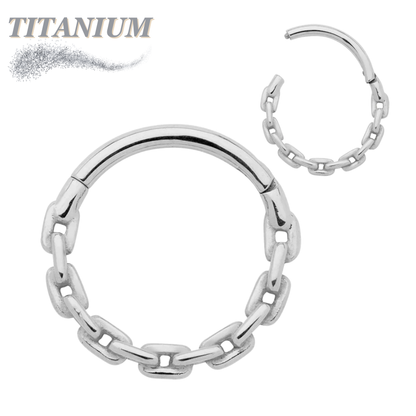 Titanium Hinged Ring w/ Chain Link Bottom