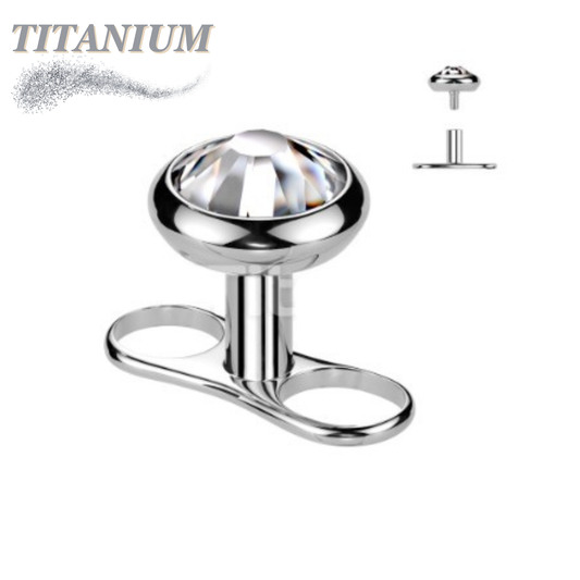 Titanium Dermal Anchor with Clear Bezel Gem Top (2.5mm rise)