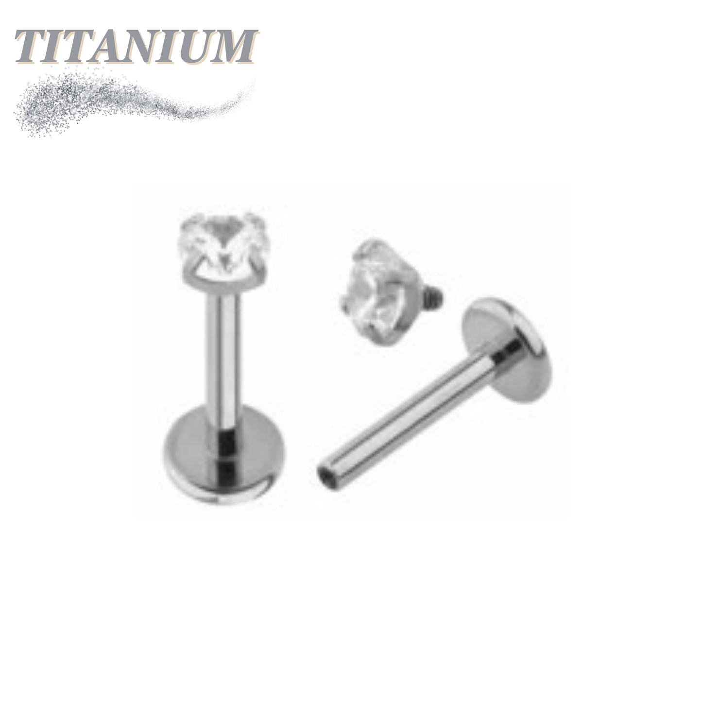Titanium Internal Thread Labret with Prong Set CZ - 4mm Base – Pierced ...