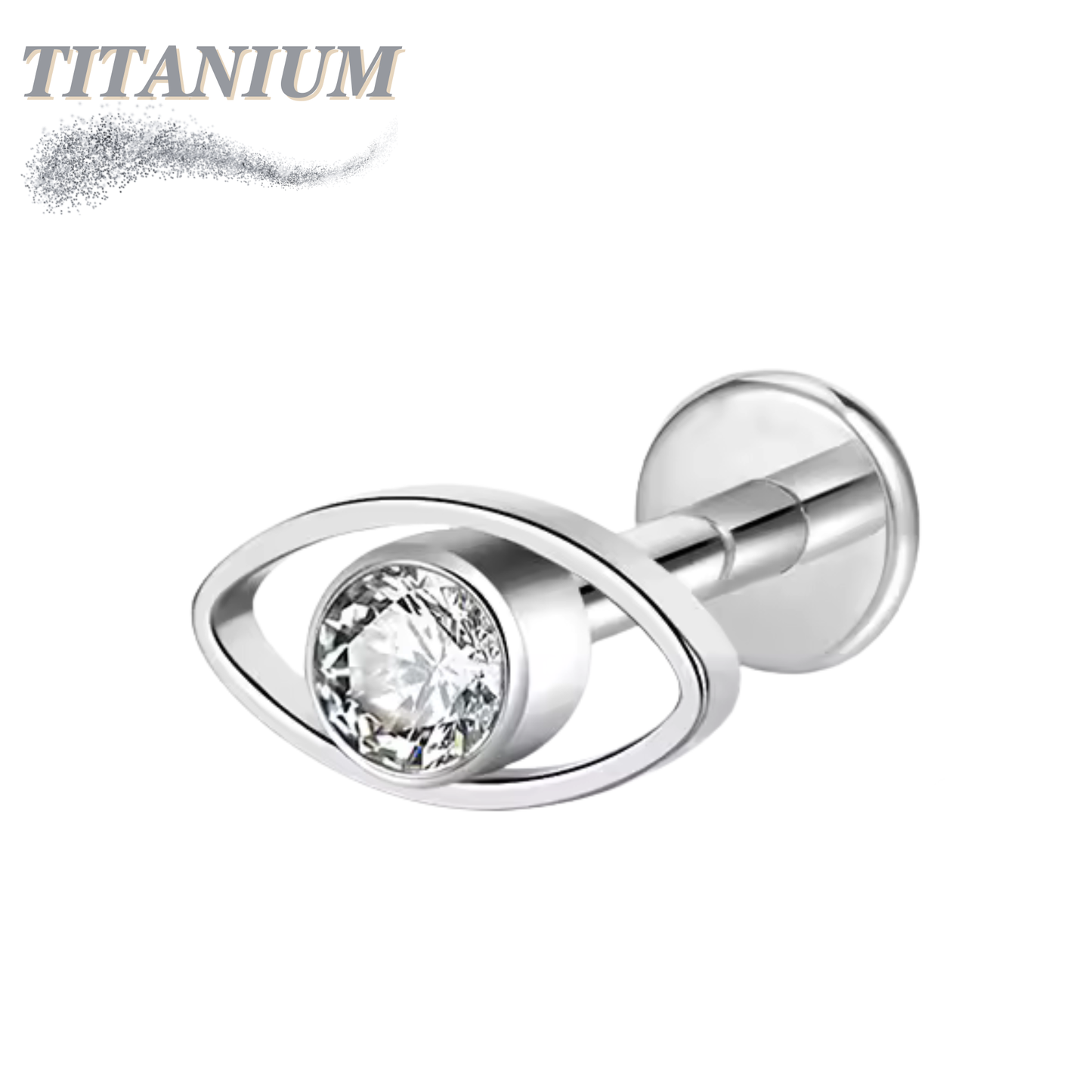Titanium Internally Threaded Labret w/ CZ Eye
