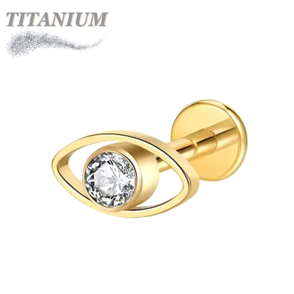 Titanium Internally Threaded Labret w/ CZ Eye