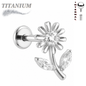 Titanium Threadless Labret w/ Tall CZ Flower