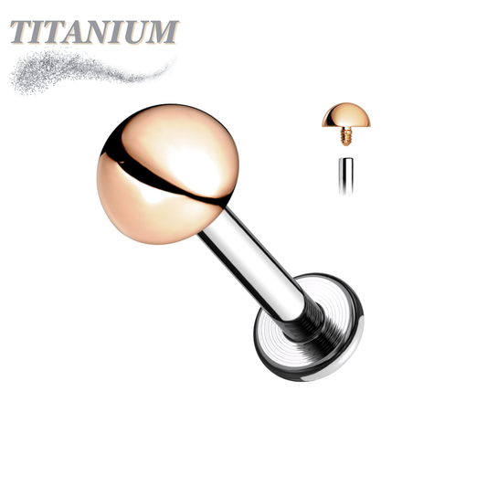 Titanium 4mm Round Dome Top Labret 16G Internal Thread