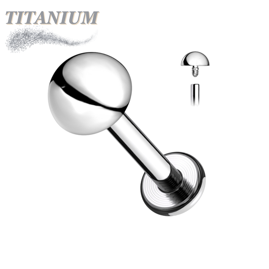 Titanium 4mm Round Dome Top Labret 16G Internal Thread
