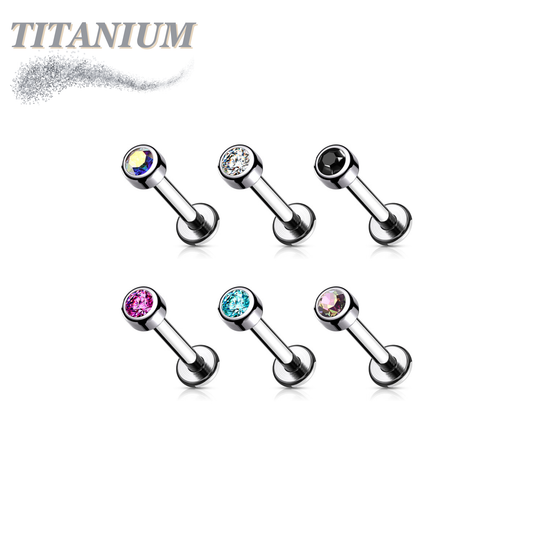 Internally Threaded Titanium Premium Bezel Labret 16G 8mm