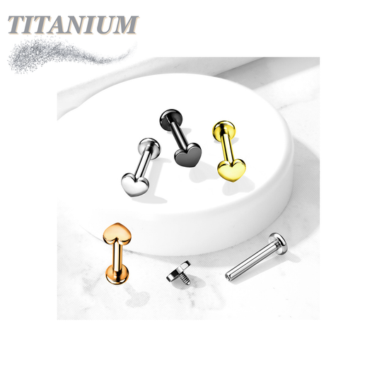 Internally Threaded Titanium Heart Top Labret